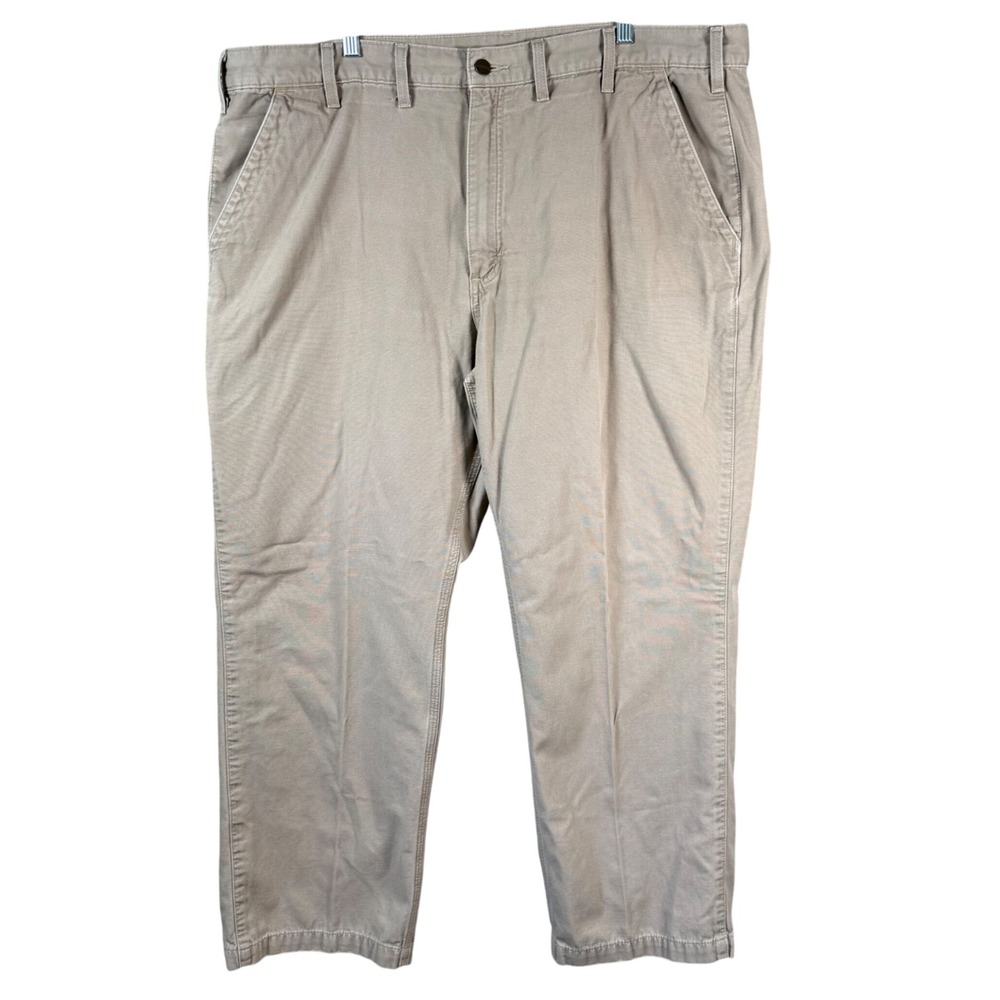 Carhartt Pants Relaxed Fit Mens 44x30 Khaki Canvas Workwear‎ Carpenter Trousers